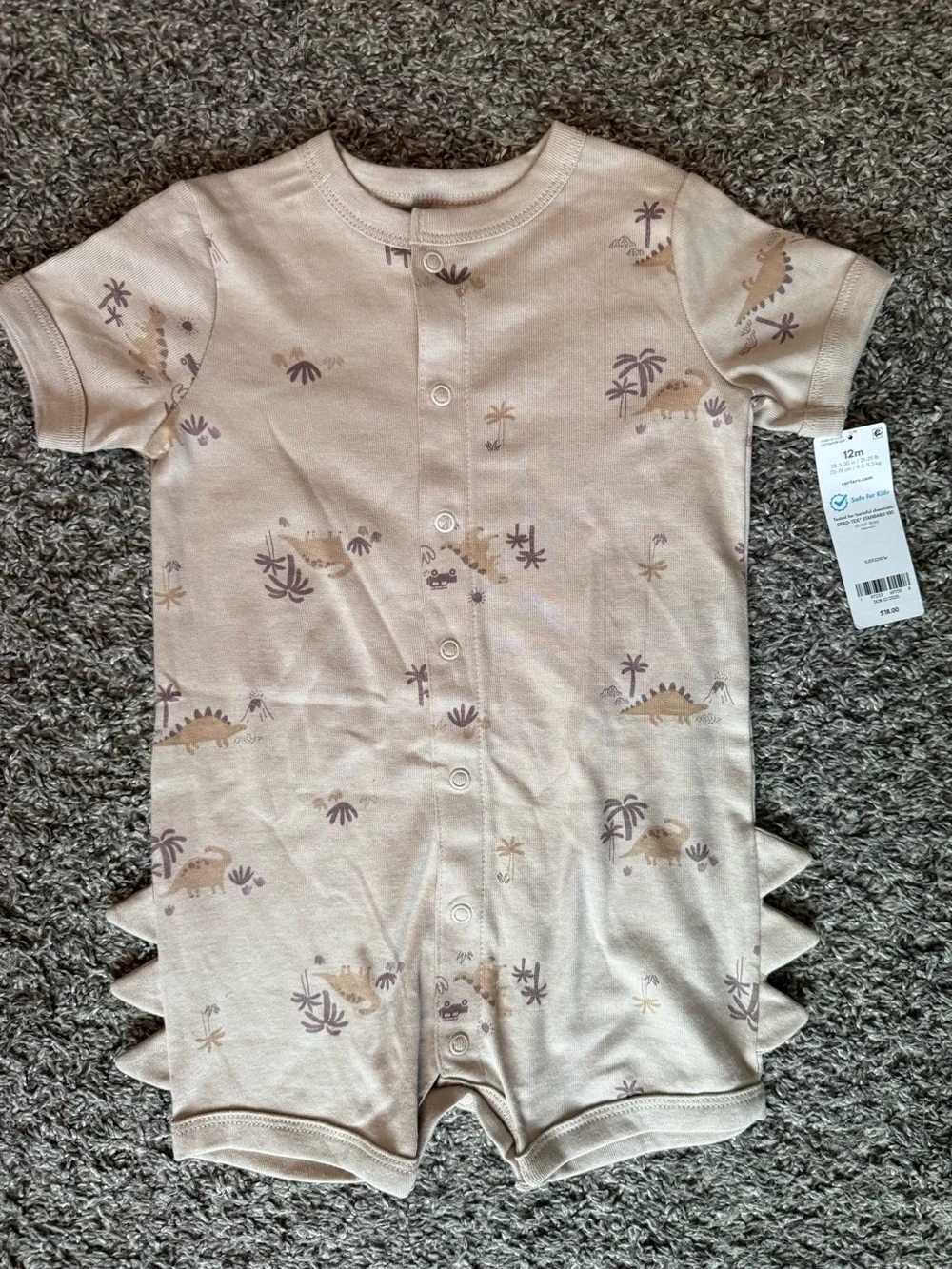 Carter's Beige Dino Print Short Romper